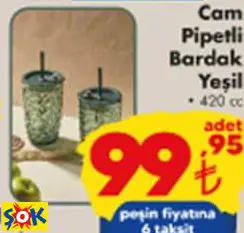 CAM PİPETLİ BARDAK YEŞİL